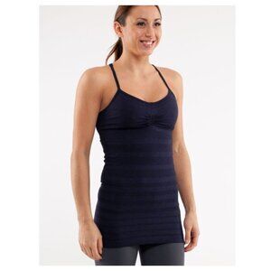 Lululemon Ebb & Flow Tank Size 8 Stretch Navy Blue Long Length